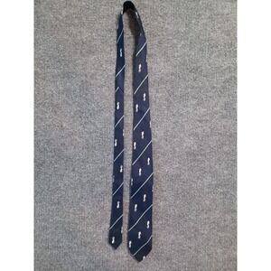 Vintage Tudor Crest Seahorse Necktie Navy Blue English Made Club Stripe Tie